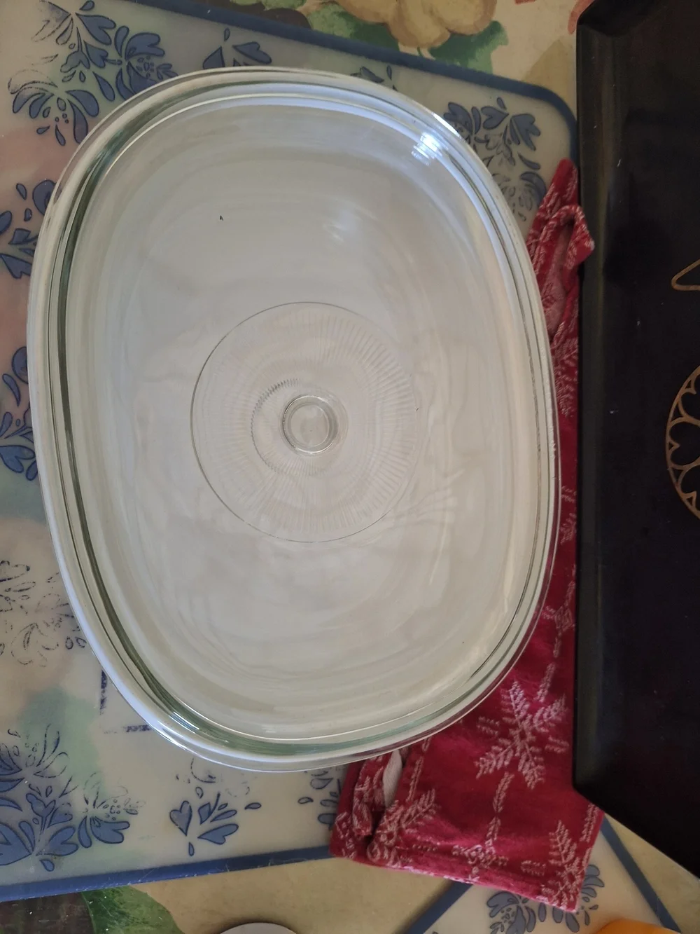 Clear Glass Lidded Casserole Dish - White Base